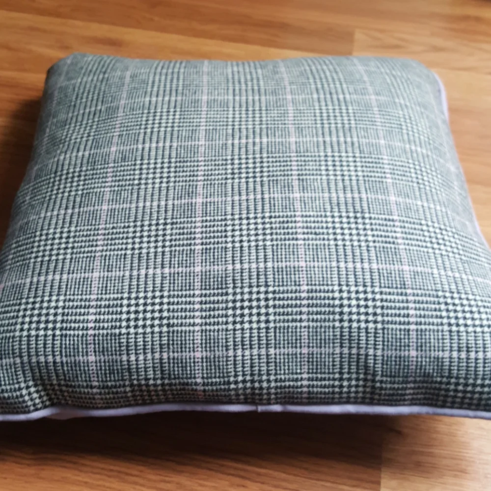 NWT, Boutique wool blend plaid and lilac pillow